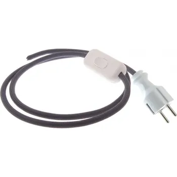elektrický kabel Přívodní textilní kabel k lampičce 1,8 m Šedý Smog SG47, vidlice + vypínač