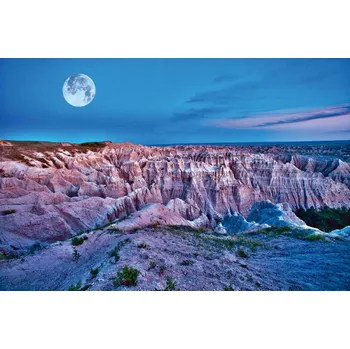 Fototapeta DIMEX | Vliesová fototapeta Národní park Badlands MS-5-1659 | 375 x 250 cm| modrá, šedá, růžová + Vliesová fototapeta na stěnu DIMEX Národní park Badlands MS51659 v rozměru 375 x 250 cm + lepidlo zdarma