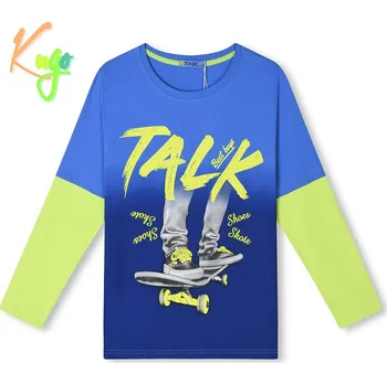 CHLAPECKÉ TRIČKO modrá/hrášková Kugo HC0722 (Chlapecké tričko dlouhý rukáv)