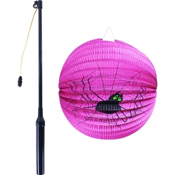 Party dekorace Papírový lampion s pavoukem 25 cm a svítící hůlkou 39 cm