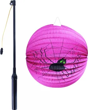 Party dekorace Papírový lampion s pavoukem 25 cm a svítící hůlkou 39 cm