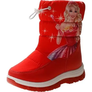 Dívčí obuv Čína Dívčí sněhule s vnitřním kožíškem - princezna Barva: Červená, Velikost: 34 (21,8 cm)