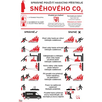 Použití hasicího přístroje sněhového - CO2 samolepící PVC fólie 300x200 mm