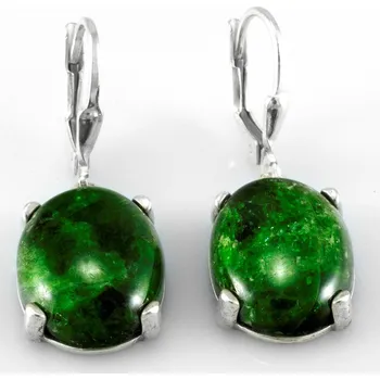 Náušnice Stříbrné náušnice (Ag 925/1000) s chromdiopsidem QA, oválky cca 13 mm "zelený paprsek života " (CHR6051U)