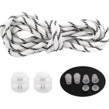 Tkaničky do bot Gumové sportovní tkaničky do bot se zarážkou, jeden pár - Bílo černé, 100 cm