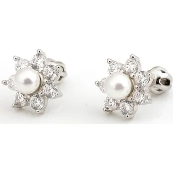 Náušnice Stříbrné náušnice pecičky s perličkou STNAU1327F