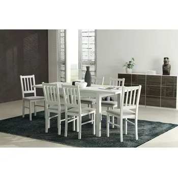 Jídelní set Jídelní sestava DX 42, odstín dřeva (židle + nohy stolu) bílá, odstín lamina (deska stolu) grafit, potahový materiál látka