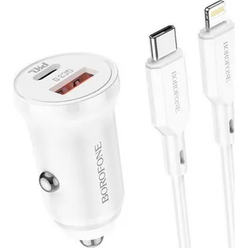 Rychlonabíječka do auta BZ18A 20W pro iPhone včetně datového kabelu Dual bílá