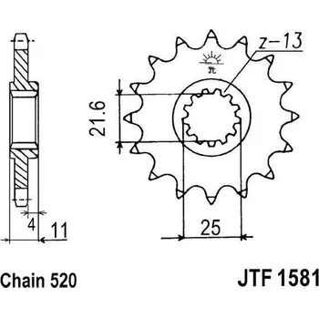 Auto-moto Řetězové kolečko JT JTF 1581-16 16 zubů, 520