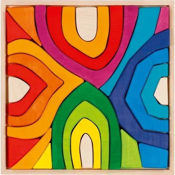 Dřevěná hračka Goki Dřevěné duhové stavební kostky - 4 roční období