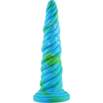 Dildo HiSmith HSD35 Awl Shape Silicone Dildo Suction Cup 10.12" Blue-Green