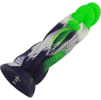 Dildo HiSmith HSA114 Silicone Dildo KlicLok 9.45" Green-Black-White