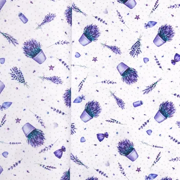 Tegatex Režná látka metráž - Levandule s puntíky