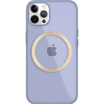 Pouzdro na mobilní telefon Lesklý transparentní kryt s MagSafe pro iPhone 12 Pro Max - fialový