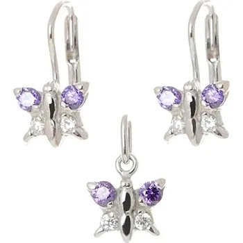 Souprava šperků Dívčí stříbrná souprava motýlci STRS0372F