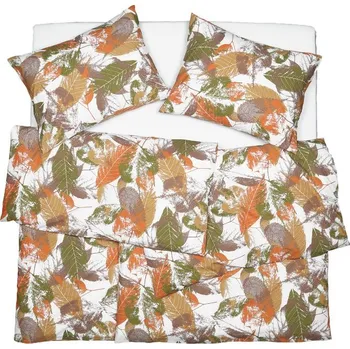 Bytový textil SCANquilt povlečení FINO DESIGN nostalgy béžovozelonooranžová 140 x 200/70 x 90 cm