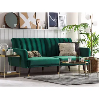 Pohovka pohovka Smaragdová sametová rozkládací funkce spaní obývací pokoj gauč glamour Beliani