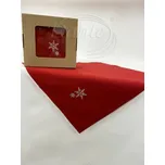Dante Vánoční ubrusy - vločka červená - ubrus 120 x 140 cm, šála 40 x 140 cm, 4x příručník 50 x 50 cm