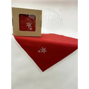 ubrus Dante Vánoční ubrusy - vločka červená - ubrus 120 x 140 cm, šála 40 x 140 cm, 4x příručník 50 x 50 cm