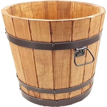 Květináč Květináč dřevěný výsoký VĚDRO s madly Ø 35 x 31 cm 18 l