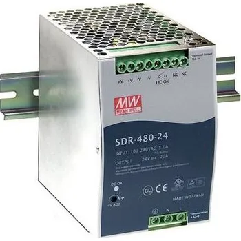 spínaný zdroj MEAN WELL SDR-480-24 síťový zdroj na DIN lištu 24 V/DC 20 A 480 W Počet výstupů:1 x Obsah 1 ks
