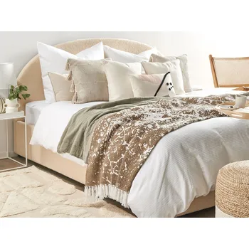 deka Deka béžová / hnědá bavlna 130 x 165 cm doplněk do postele obýváku boho styl Beliani