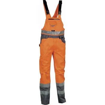 montérky Reflexní pracovní kalhoty s laclem Cofra SPARK Barva: Reflexní oranžová, Velikost: 64