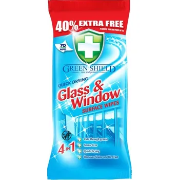 Čisticí prostředek Green Shield Glass & Window vlhčené ubrousky na okna a skleněné povrchy