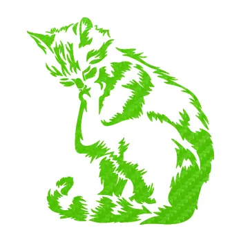 Samolepící dekorace SAMOLEPKA Kočka 032 levá (58 - 3D karbon zelený kawasaki) NA AUTO, NÁLEPKA, FÓLIE, POLEP, TUNING, VLASTNÍ TEXT, TISK, AUTOSAMOLEPKY.cz, POLEPY, OBRÁZEK, LOGO, SAMOLEPKY