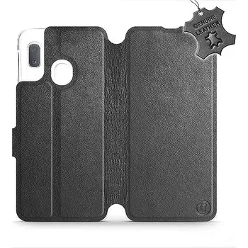Pouzdro na mobilní telefon Flip pouzdro na mobil Samsung Galaxy A20e - Černé - kožené - Black Leather