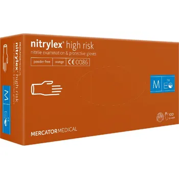 Vyšetřovací rukavice NITRYLEX HIGH RISK nitrilové vyšetřovací rukavice bez pudru, 100ks Velikost: L