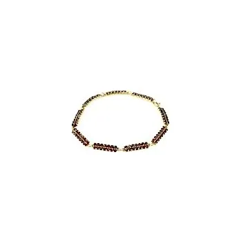 Náramek Český granát - Luxusní náramek zlatý Obdélníky s třpytivými českými granáty - délka 20cm