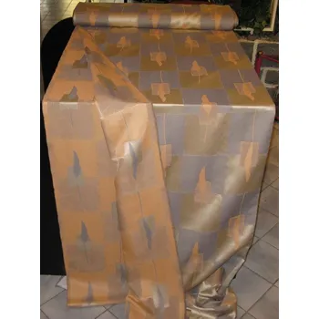 Stoeckel závěs metráž 53301 Palladio 080 tmavosede a stribrne ctverce, bezove listky (11,90 m) sire 150 cm