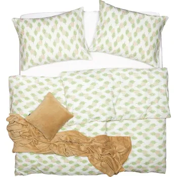 Povlečení SCANquilt povlečení KLASIK listy béžovozelinkavá 140 x 220/70 x 90 cm