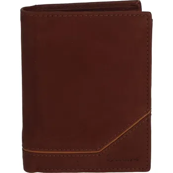 Pánská kožená peněženka na výšku s proužkem Adam, hnědá-koňakově hnědá
