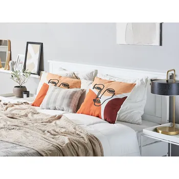 Bytový textil Dekorativní polštář sada 2 ks vícebarevný potisk obličeje 45x45 cm moderní styl Beliani