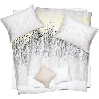 Bytový textil SCANquilt povlečení SATÉN DESIGN grass béžovožlutočerná 140 x 200/70 x 90 cm