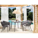Sada zahradního nábytku šedý hliníkový stůl 140x80 obdélníkový v kamenném vzhledu 4 židle s područkami podložky terasa venkovní nábytek Beliani