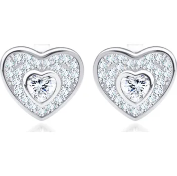 Náušnice BRUNOshop.cz Stříbrné náušnice DVOJITÉ SRDCE se zirkony