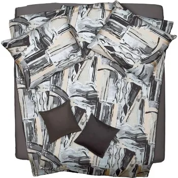 Povlečení SCANquilt povlečení ART JERSEY fantasy bílobéžovočerná 140 x 200/70 x 90 cm