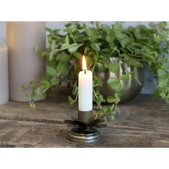 Svícen Bronzový antik svícen na úzkou svíčku Flower - Ø 6*4cm