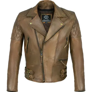 Pánský křivák Kožený retro křivák Diamond olivový s vyjímatelnými CE chrániči - L