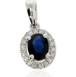 Zlatnictví Helios Přívěsek z bílého zlata se Safírem a Diamanty