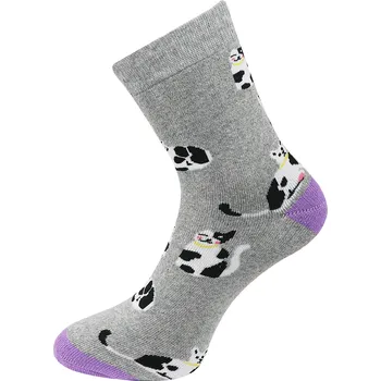 Dámské ponožky Dámské froté ponožky s potiskem černobílé kočky NV8865, šedé barvy 9001499-1 Velikost ponožek: 35-38