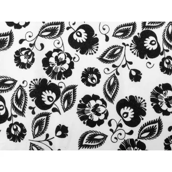 Stoklasa Bavlněný flanel folklor bílý/černý 160 cm