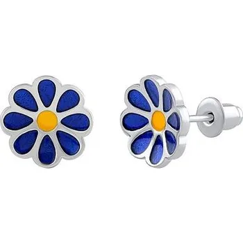 Náušnice Stříbrné náušnice Capo květinky modrožluté DCC056215EB