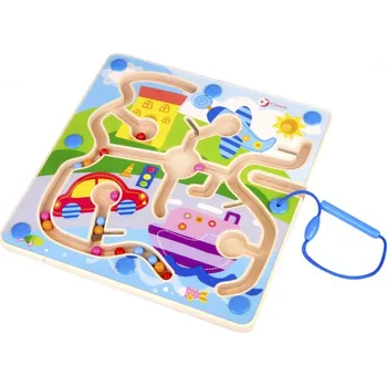 Dřevěná hračka Classic World Dovednostní hra Magnetické město, labyrint