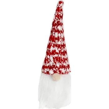 Vánoční dekorace Chlupatý skřítek s červenou čepicí - 14 cm
