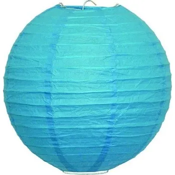 Party dekorace Lampion závěsný kulatý papírový světle modrý 40cm Světle modrá 40cm