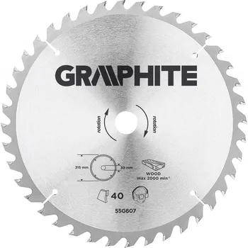 Pilový kotouč Graphite Pilový kotouč, monolitní tvrdokov, 315 x 30 mm, 40 zubů